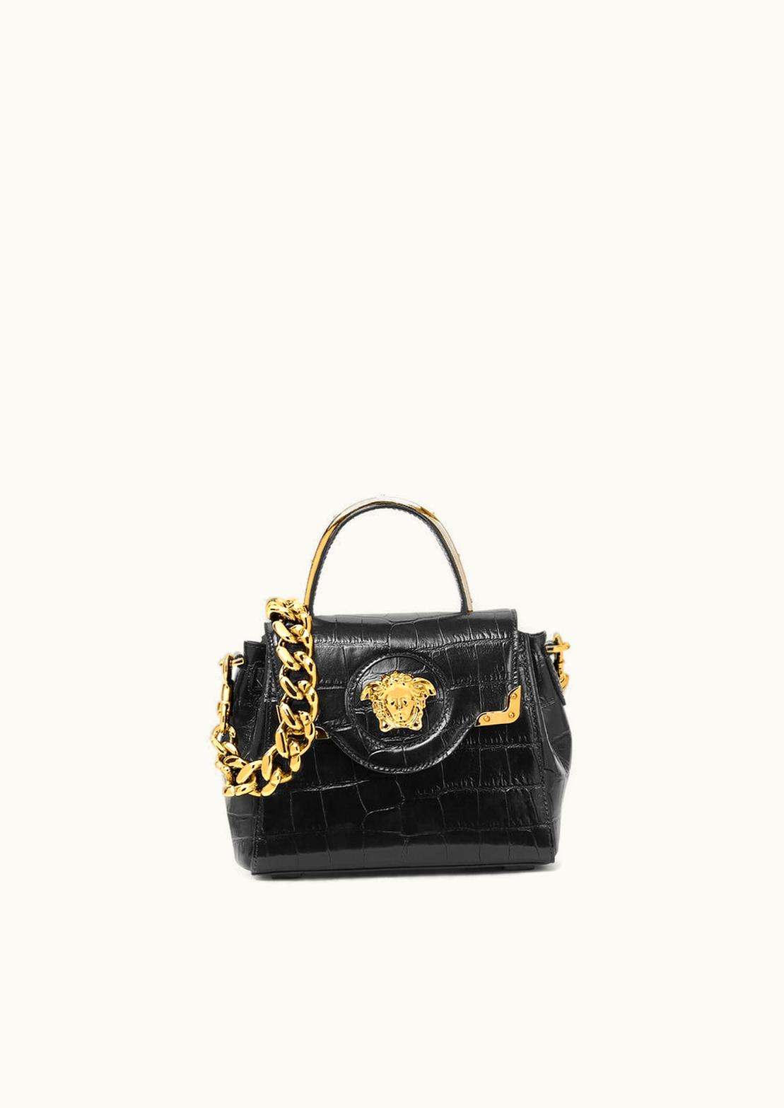 Versace Versace Croc-Effect La Medusa Small Handbag Black, Gold