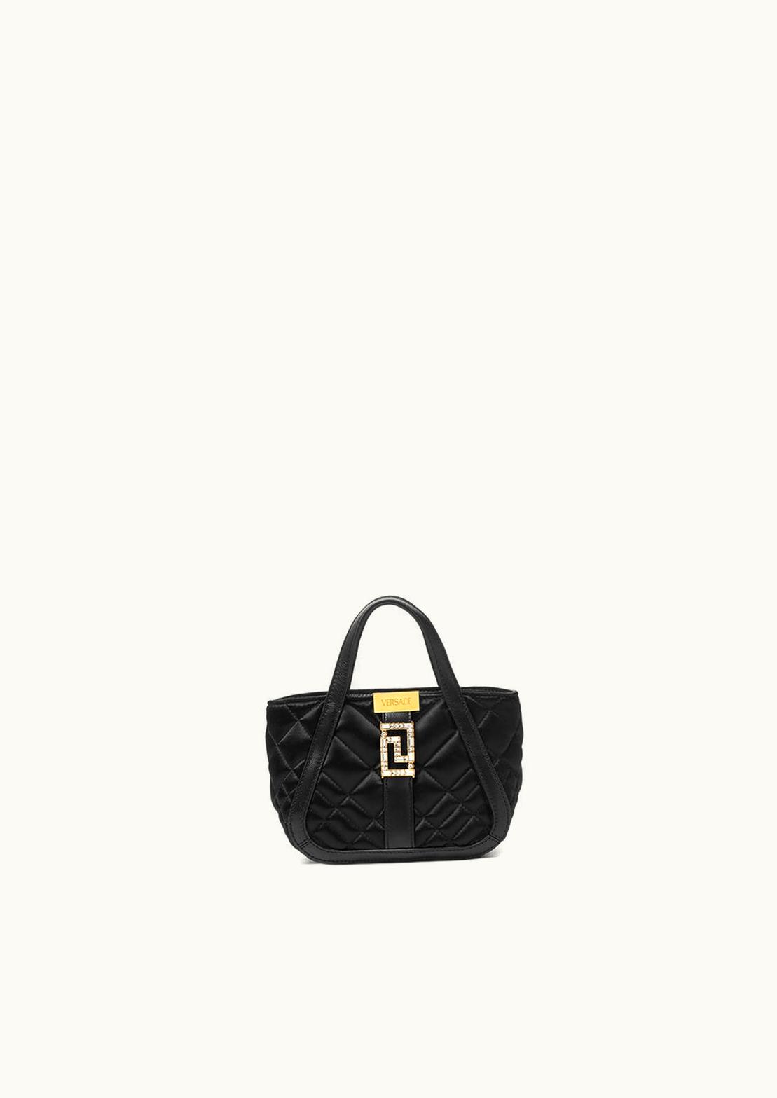 Versace Versace Crystal Greca Goddess Satin Mini Bag Black, Gold