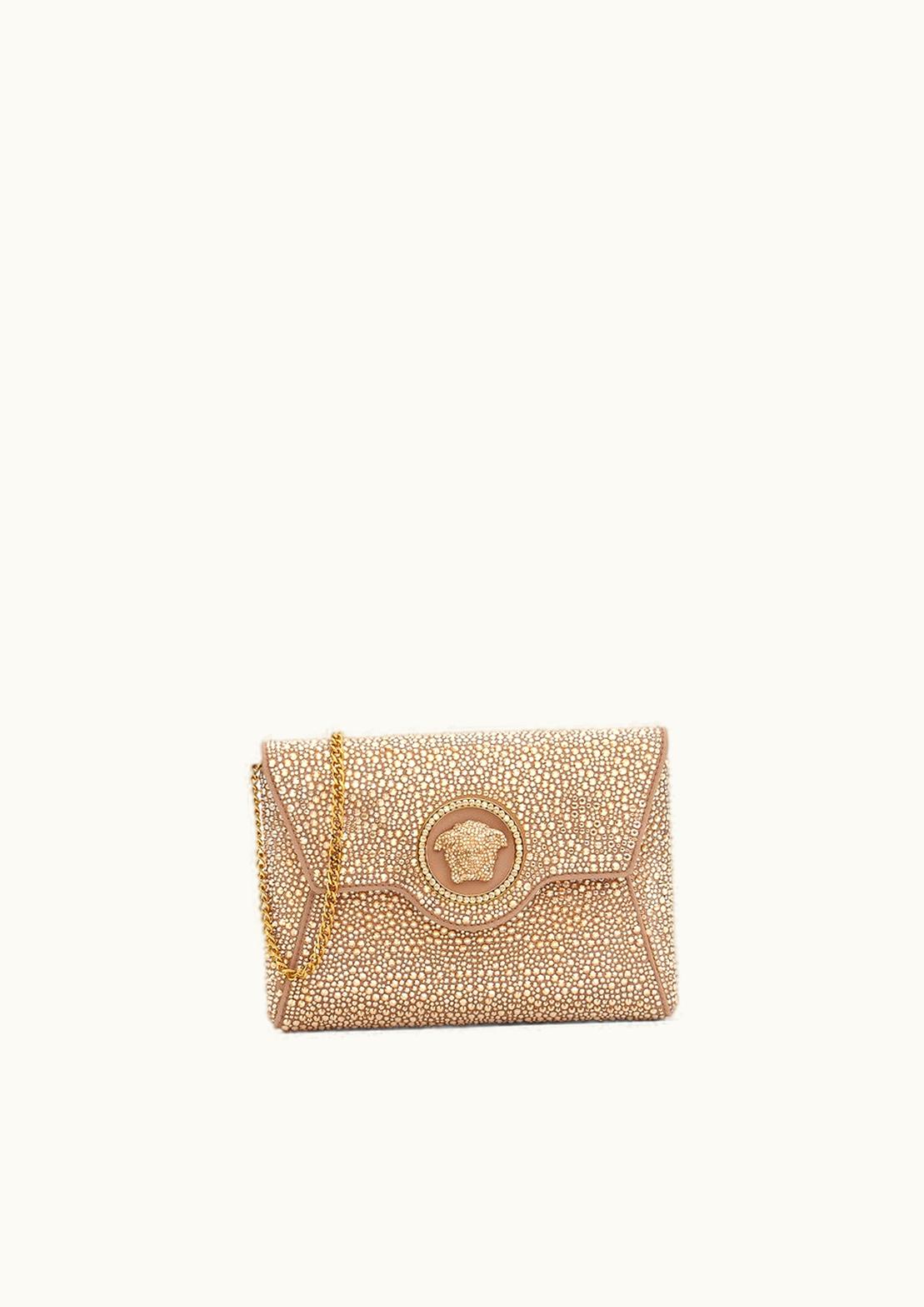 Versace Versace Crystal La Medusa Envelope Clutch Beige