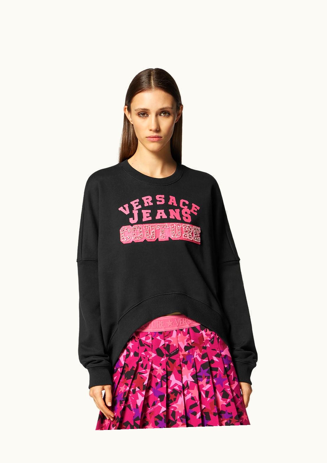Versace Versace Crystal Logo Asymmetrical Sweatshirt Black, Print