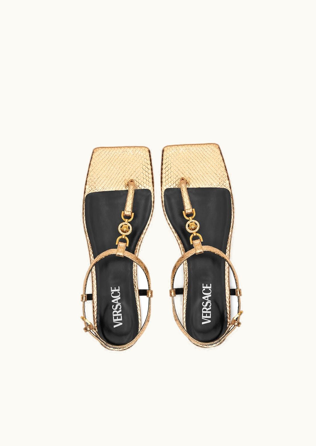 Versace Versace Medusa '95 Snake-Effect Flat Sandals Gold