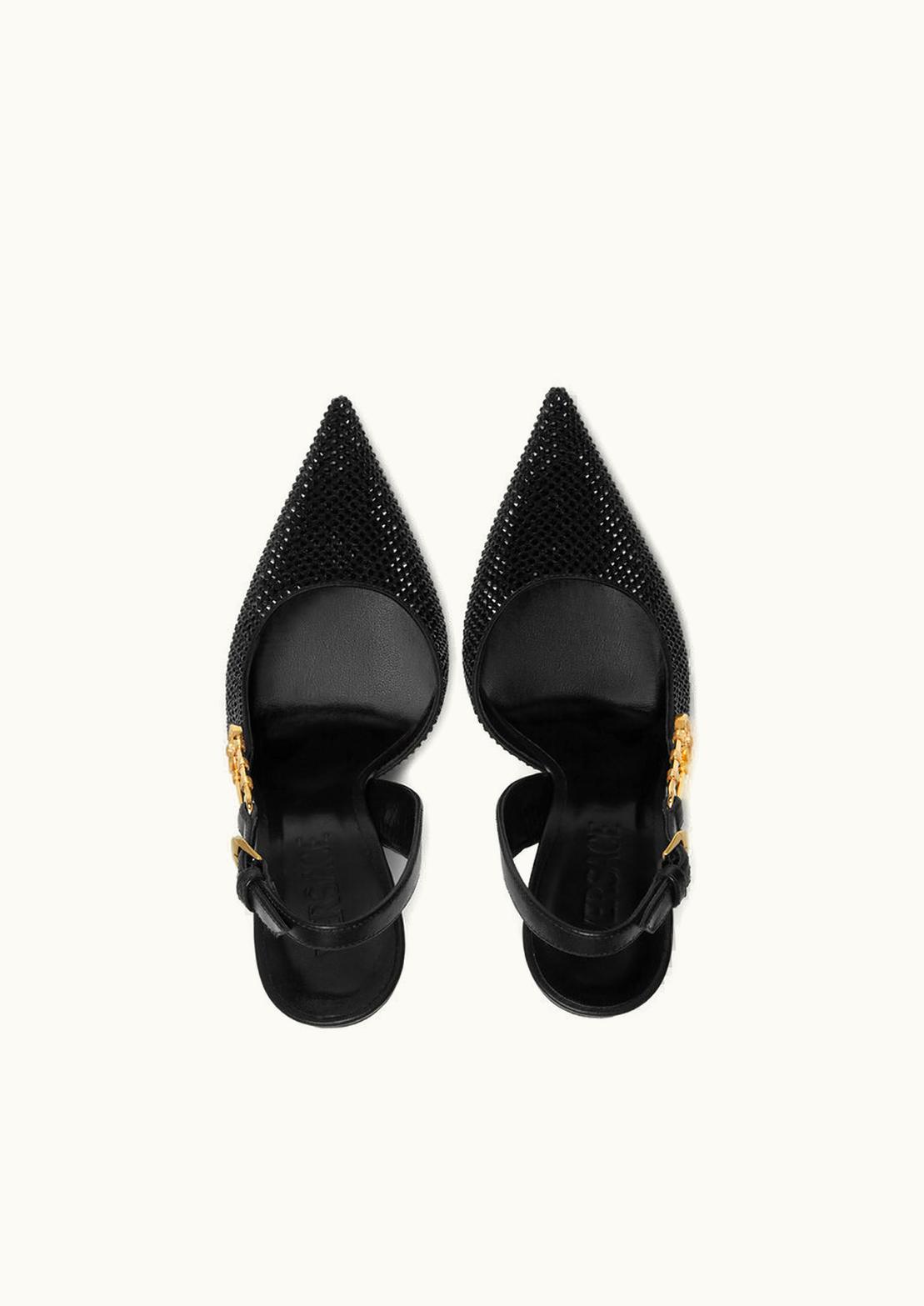 Versace Versace Crystal Safety Pin Slingback Pumps Black, Gold DST561P-1A08595_1B00V