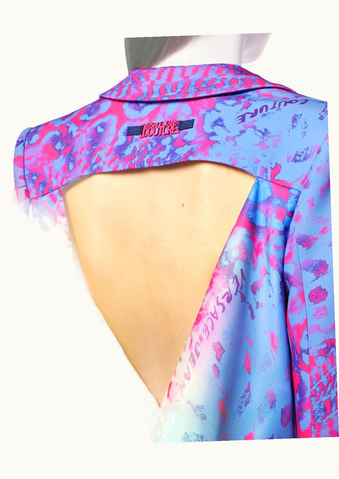 Versace Versace Draped Animalier Cutout Blazer Blue, Print