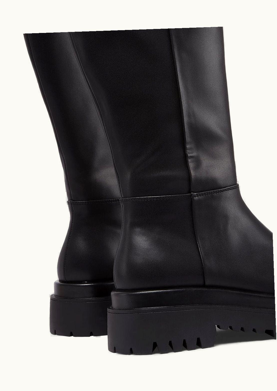 Versace Versace Baroque Buckle Knee-High Boots Drew Faux Leather Black