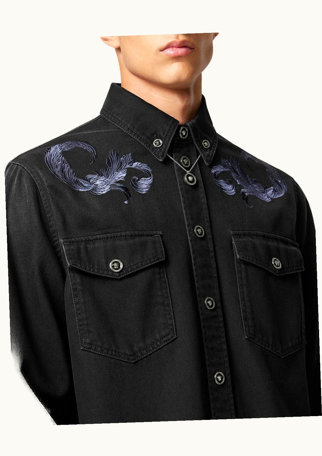 Versace Versace Embroidered Barocco Denim Overshirt