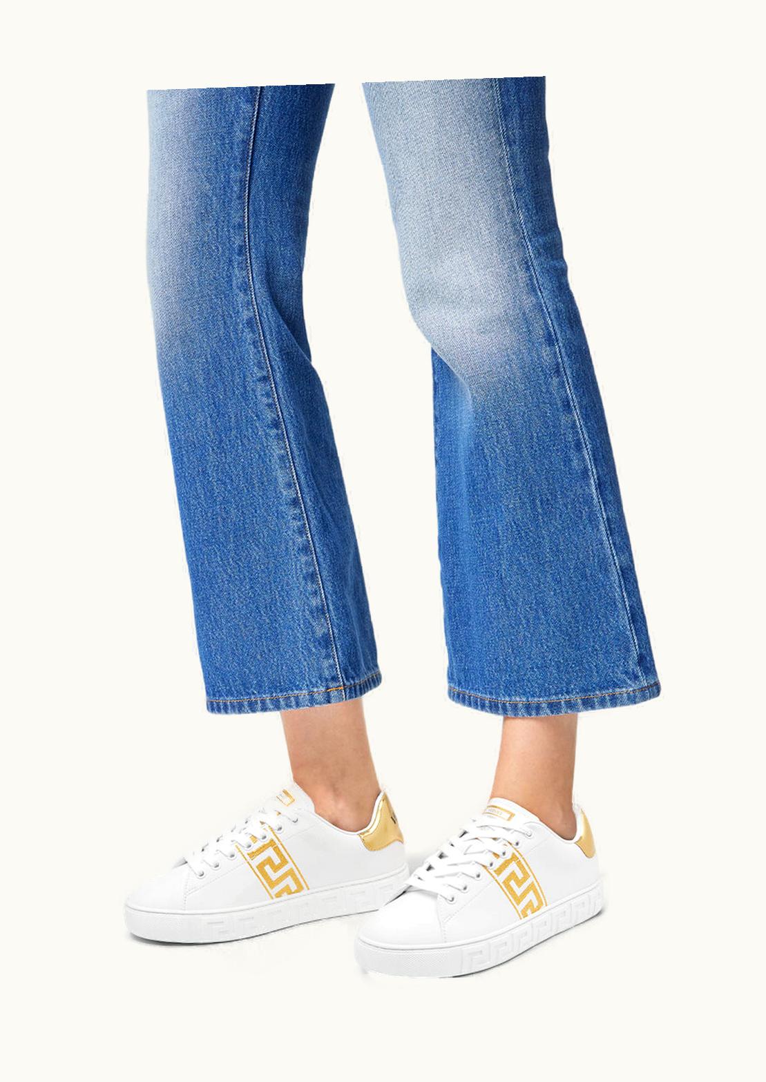 Versace Versace Greca Embroidered Lurex Low-Top Trainers White