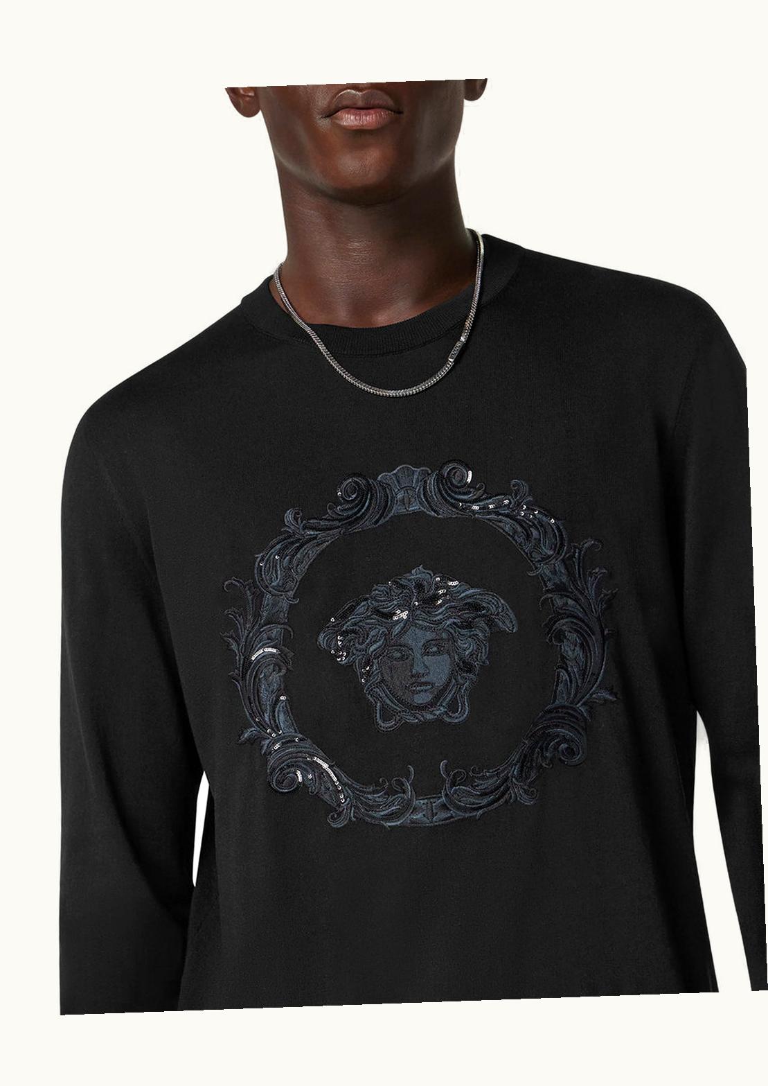 Versace Versace Embroidered Medusa Cartouche Jumper Black