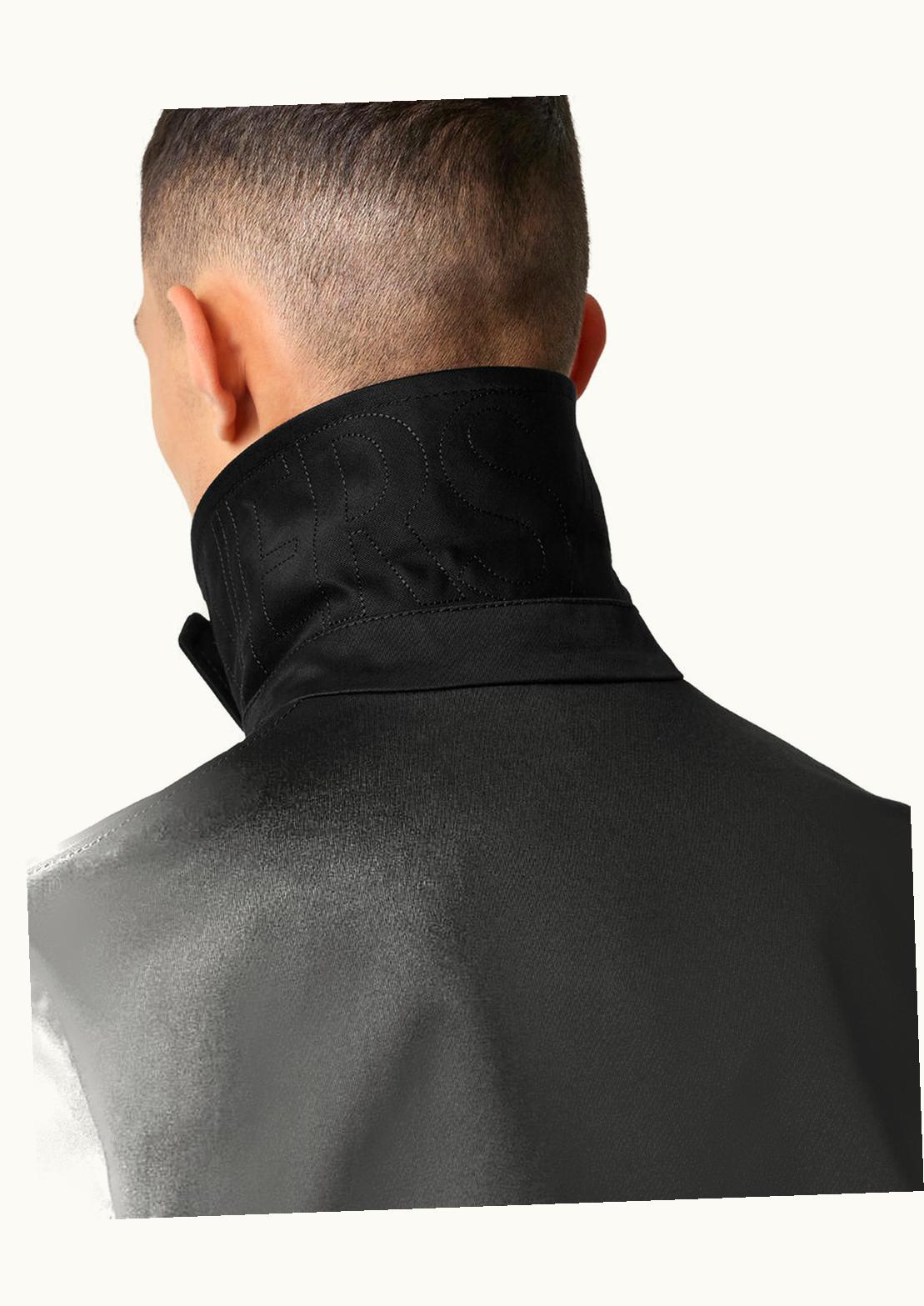 Versace Versace Leather-Patched Double-Breasted Trench Coat Black