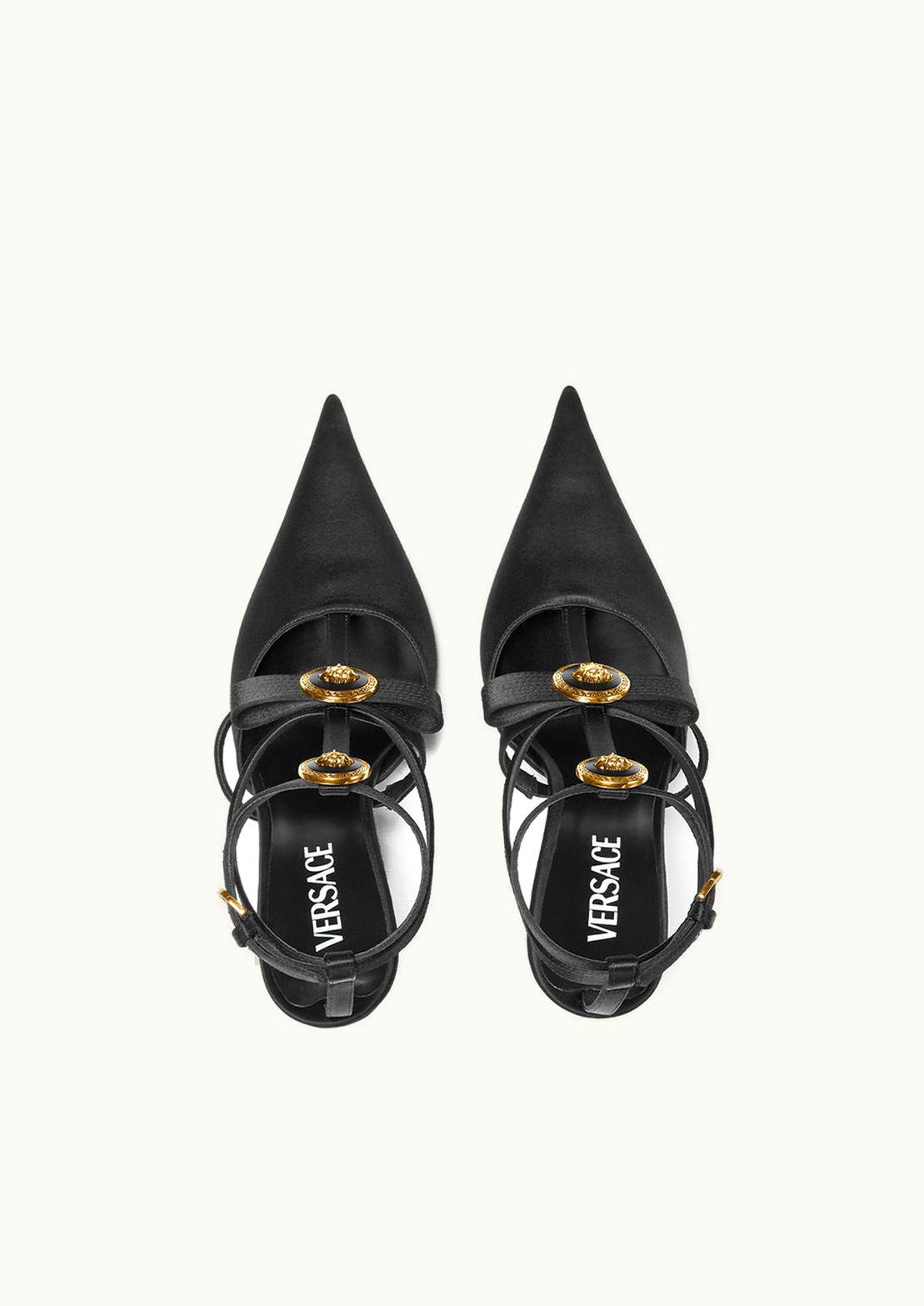 Versace Versace Gianni Medusa Satin Slingback Pumps Black, Gold