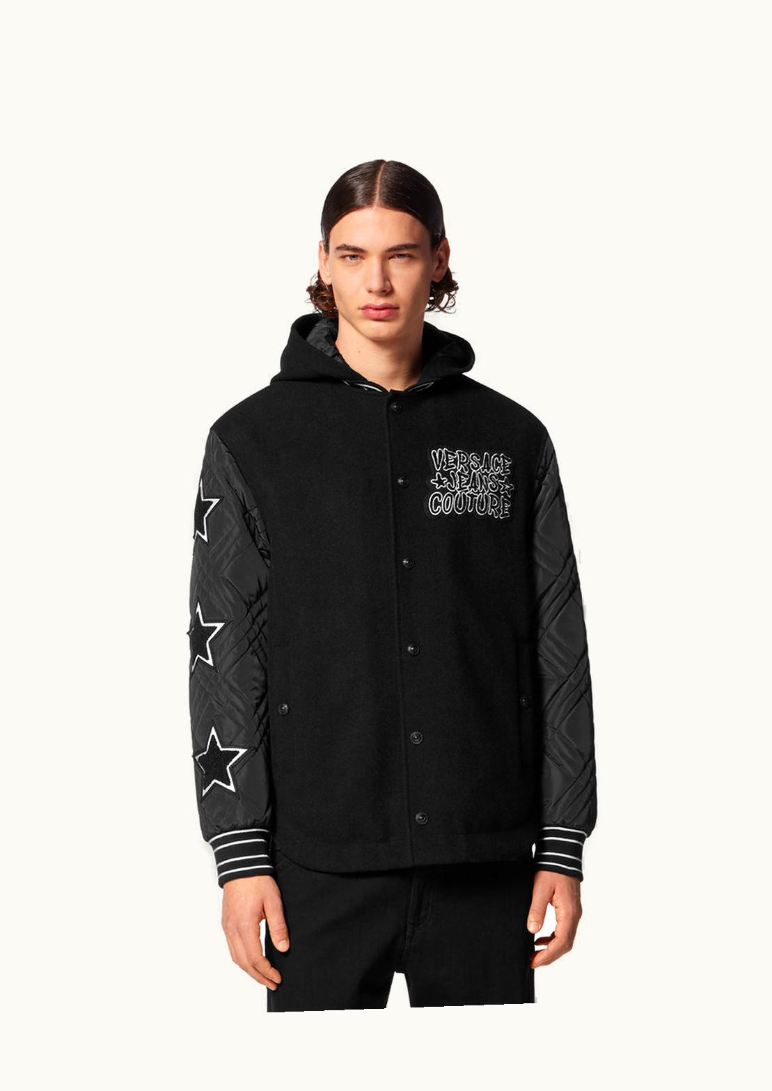 Versace Versace Graffiti Logo Quilted Jacket Black, Print