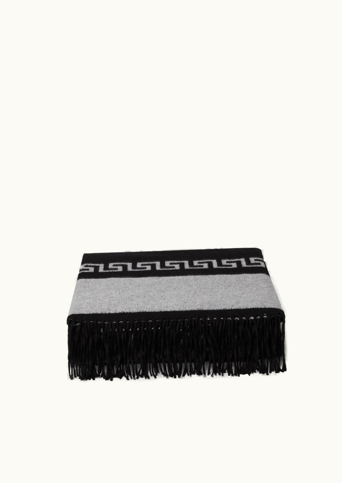 Versace Versace Greca Double-Face Fringed Blanket Gray