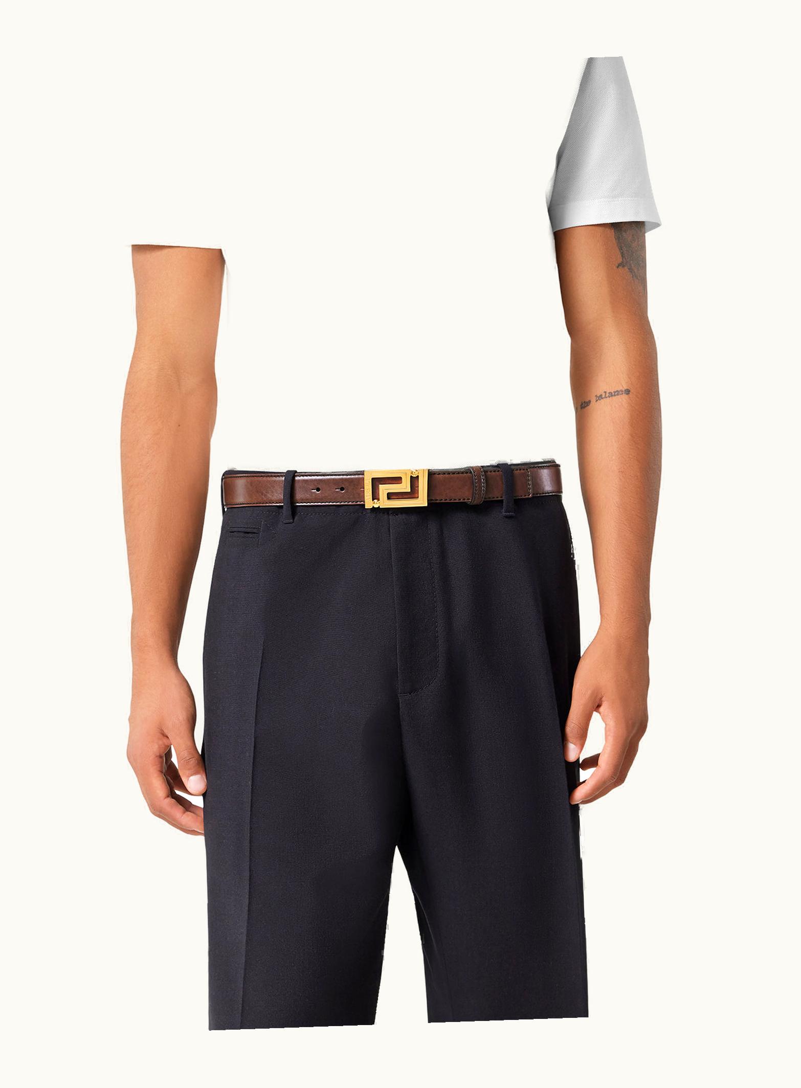 Versace Versace Greca Leather Belt Brown