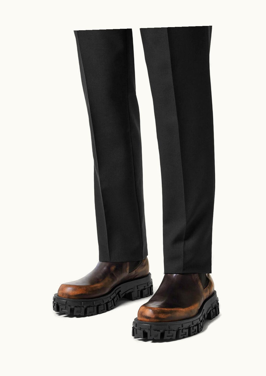 Versace Versace Greca Portico Chelsea Boots Burnished Brown