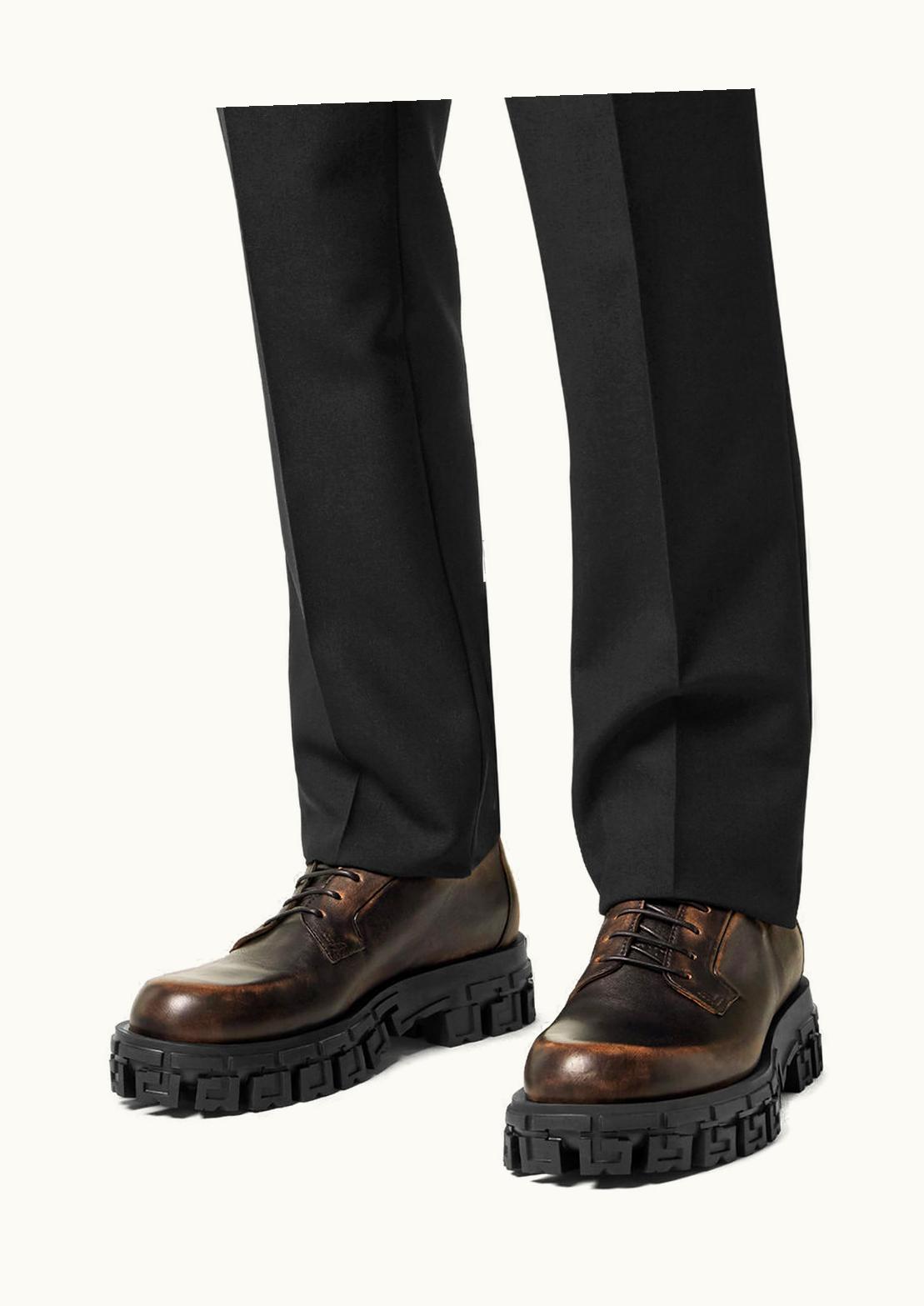 Versace Versace Greca Portico Derby Shoes Brown
