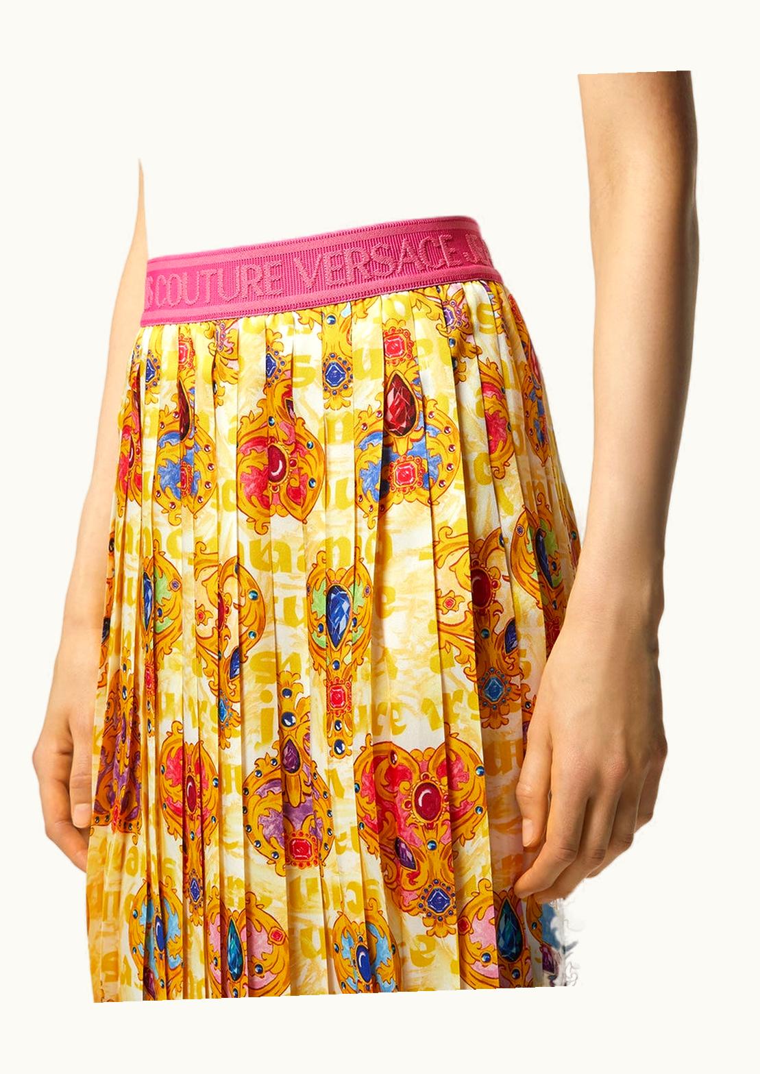 Versace Versace Heart Couture Pleated Midi Skirt White, Print