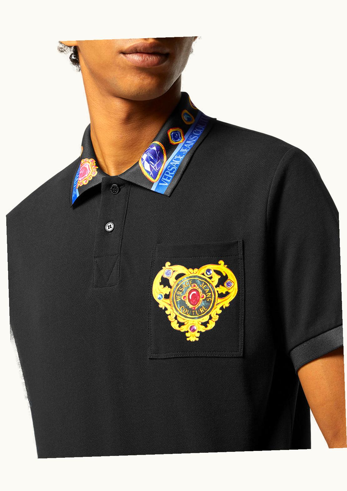 Versace Versace Institutional Heart Couture Polo Shirt Black