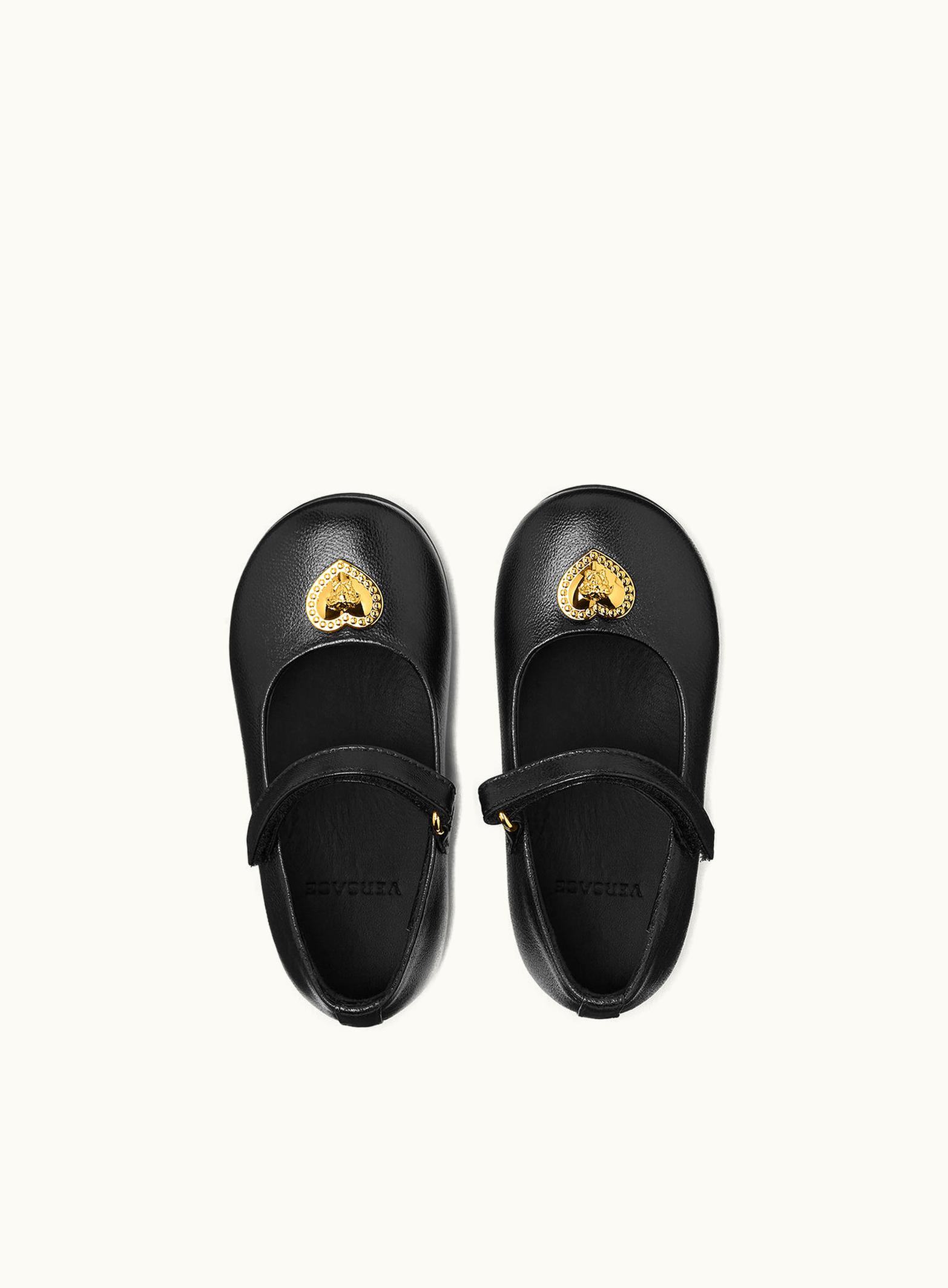Versace Versace Heart Medusa Leather Baby Ballerinas Black, Gold 1006635-1A08287_YC028_20_1B00V__