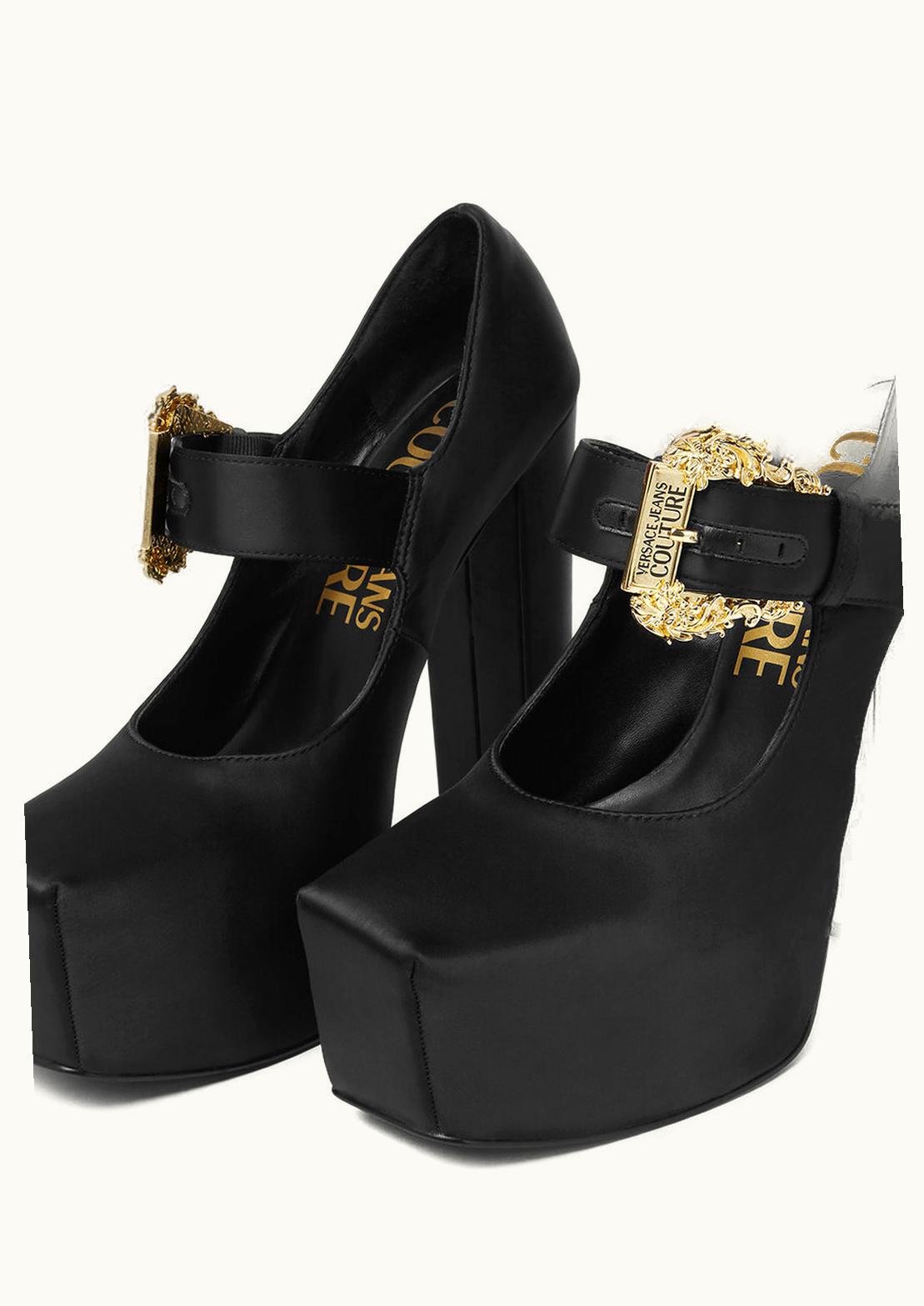 Versace Versace Hurley Satin Platform Pumps Black, Print