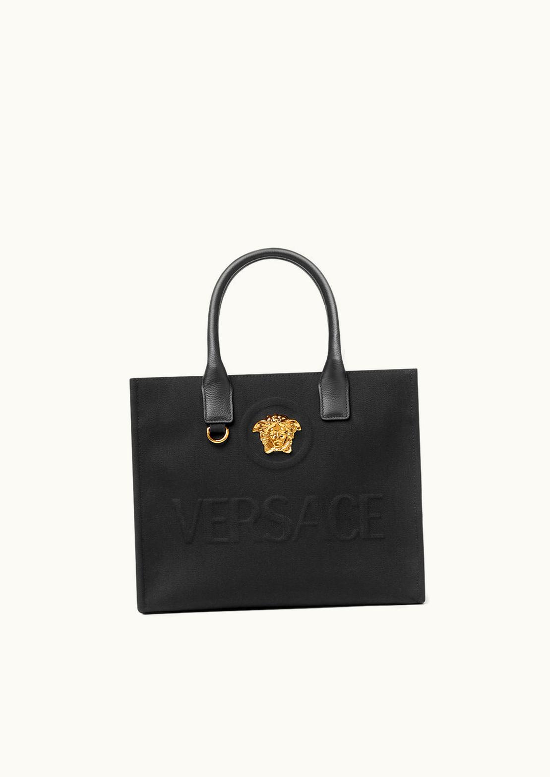 Versace Versace La Medusa Canvas Small Tote Bag Black, Gold