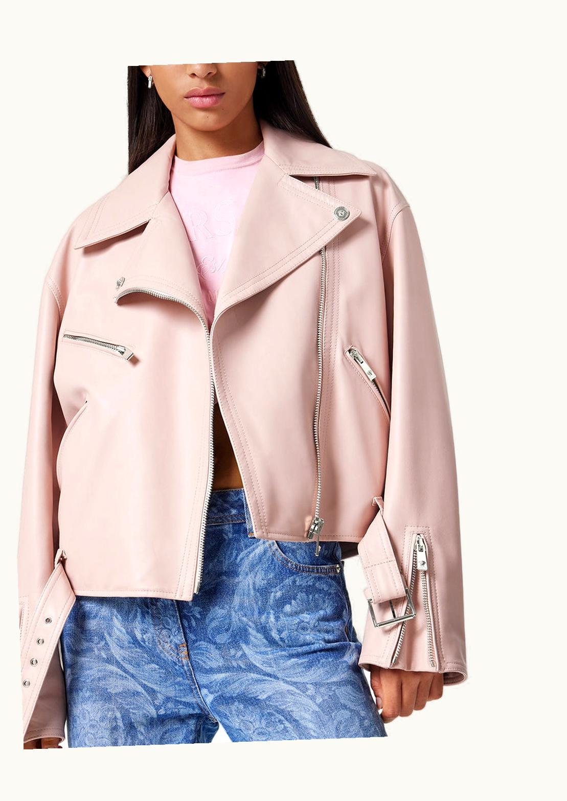 Versace Versace Leather Biker Jacket Pink
