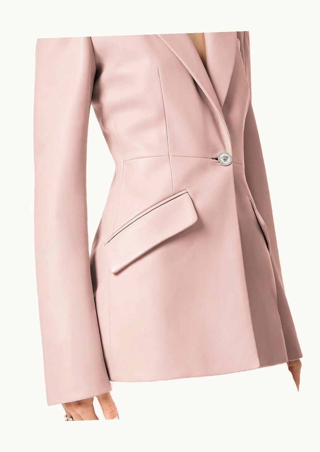 Versace Versace Leather Single-Breasted Blazer Pink
