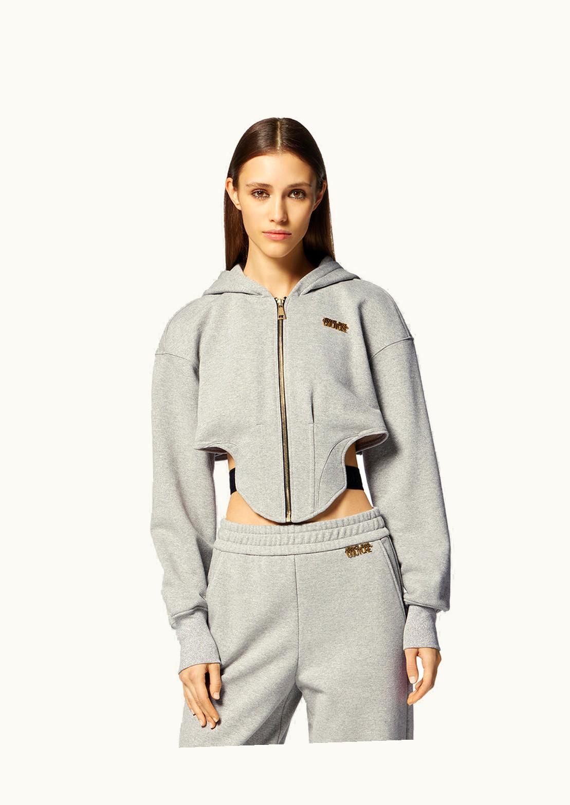 Versace Versace Institutional Logo Crop Hoodie Blue