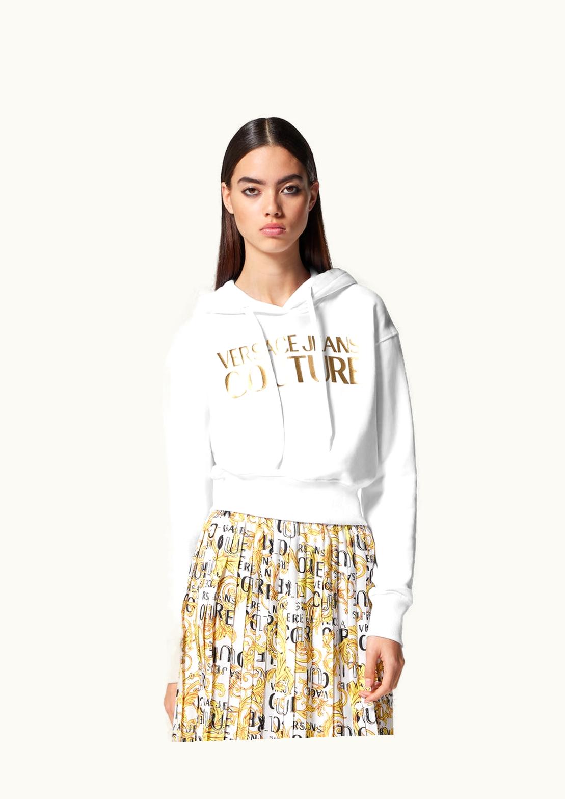 Versace Versace Logo Crop Hoodie White, Print