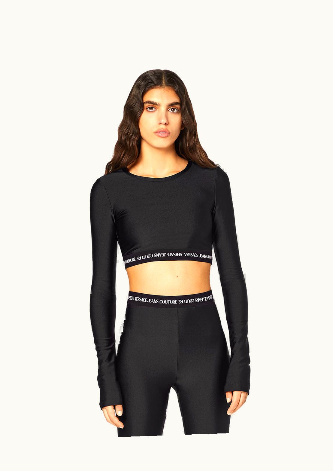 Versace Versace Logo Crop Long-Sleeved T-Shirt Black