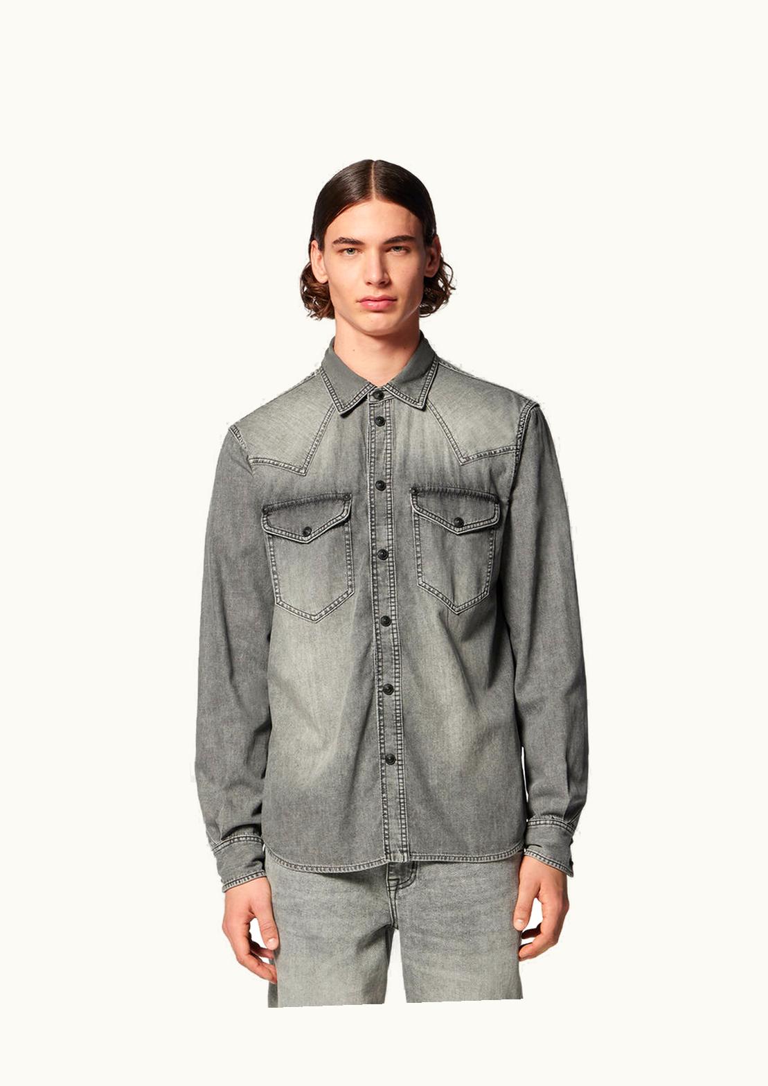 Versace Versace Logo Denim Shirt Gray