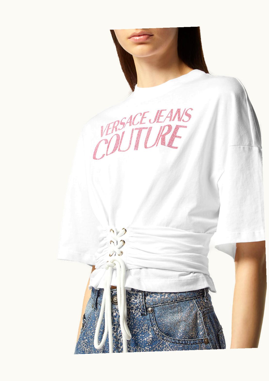 Versace Versace Logo Lace-Up T-Shirt White, Print