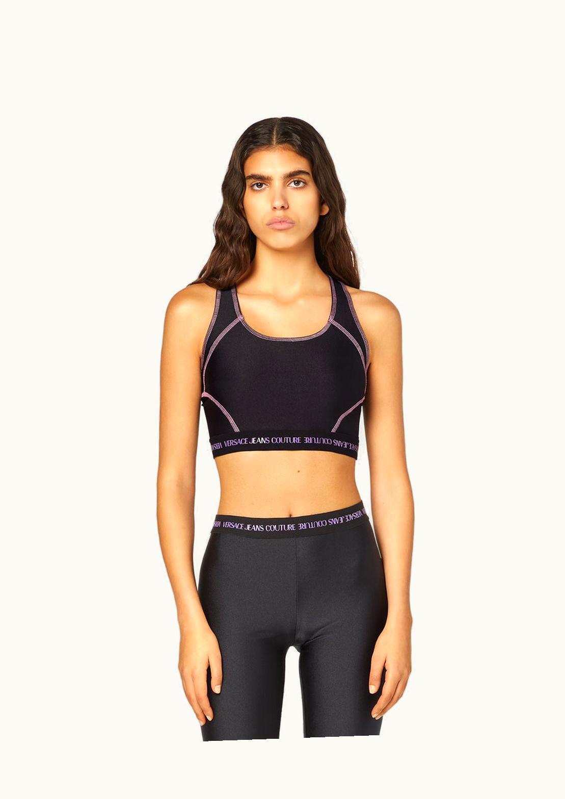 Versace Versace Logo Nylon Sports Bra Black, Print
