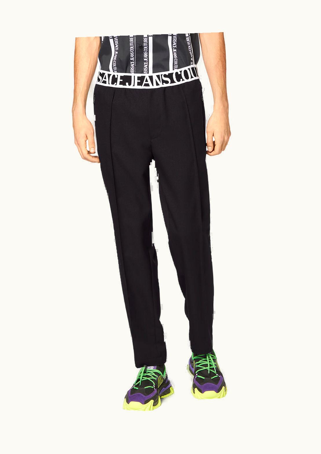 Versace Versace Logo Waistband Pants Black