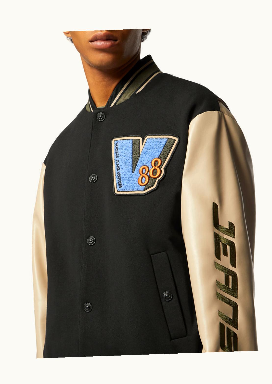 Versace Versace Logo Patch Bomber Jacket Beige