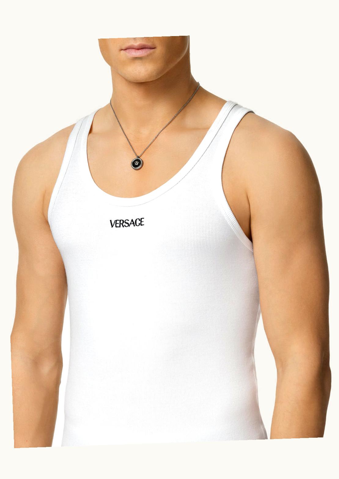 Versace Versace Logo Ribbed Tank Top White