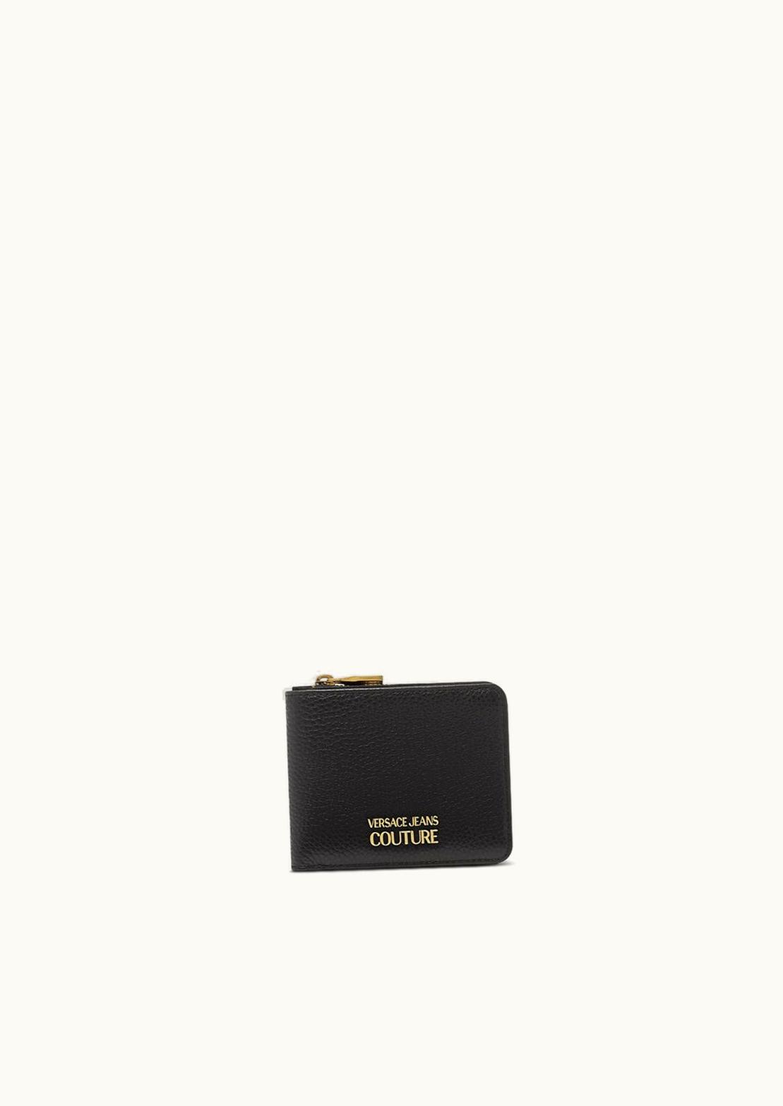Versace Versace Logo Snap Bifold Wallet Black, Print