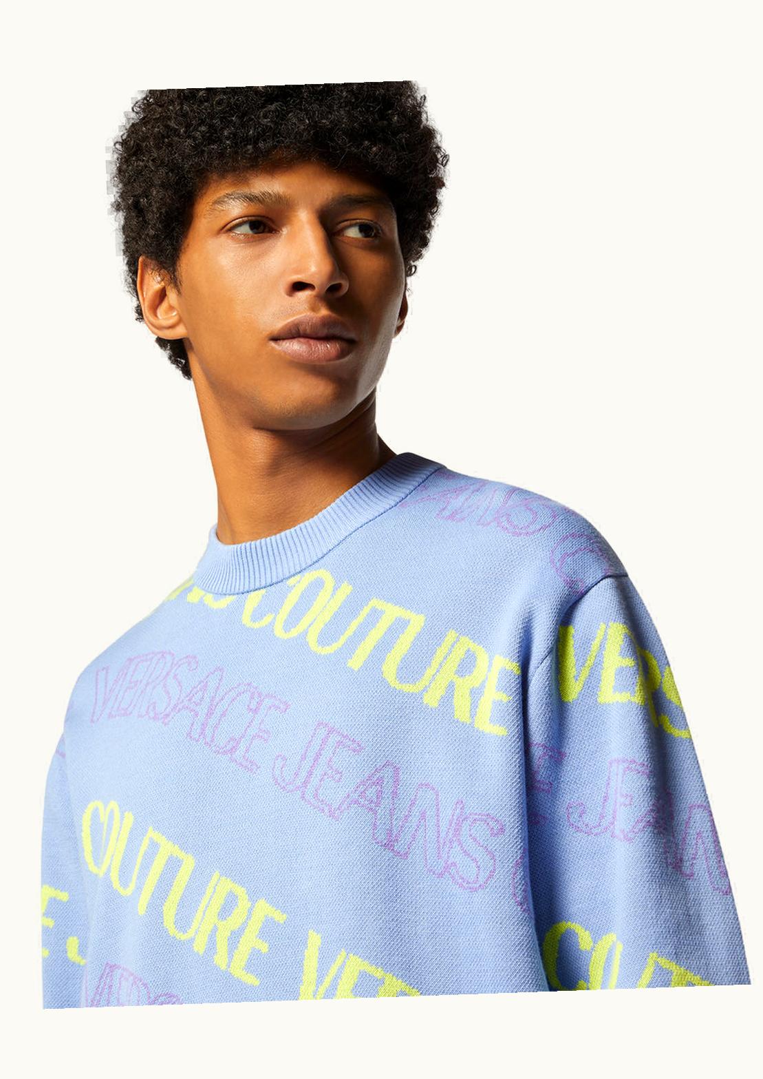 Versace Versace Logowave Jacquard Jumper Blue, Print