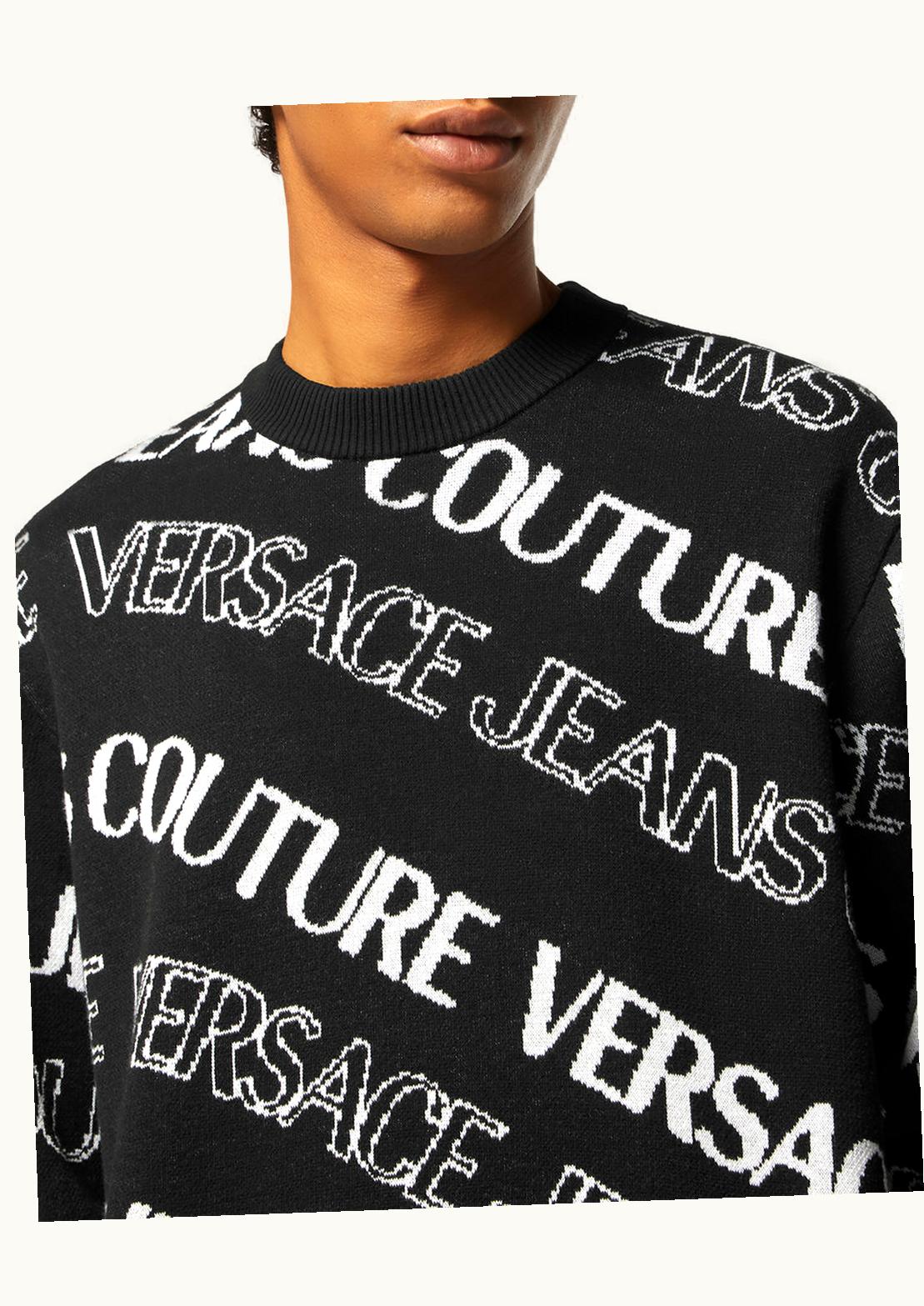 Versace Versace Logowave Institutional Jacquard Jumper Black