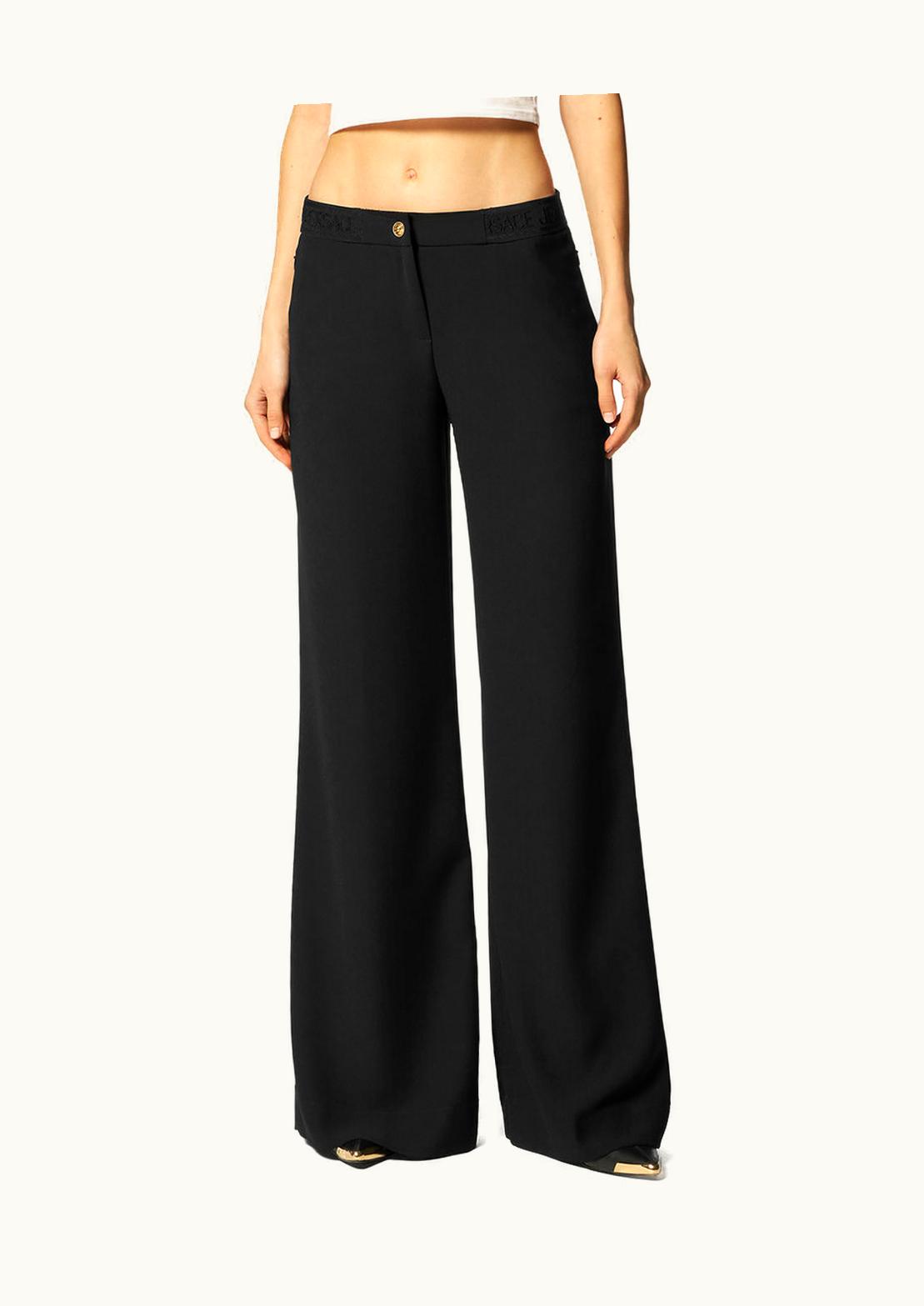 Versace Versace Logo Wide Leg Trousers Crêpe Comfort Black