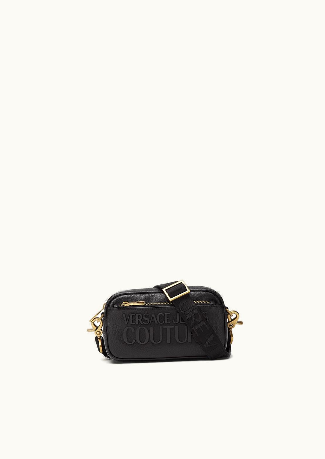 Versace Versace Logo Zip Messenger Bag Black, Print