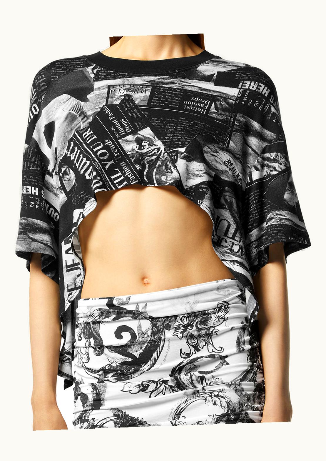 Versace Versace Magazine Crop Top Black, Print