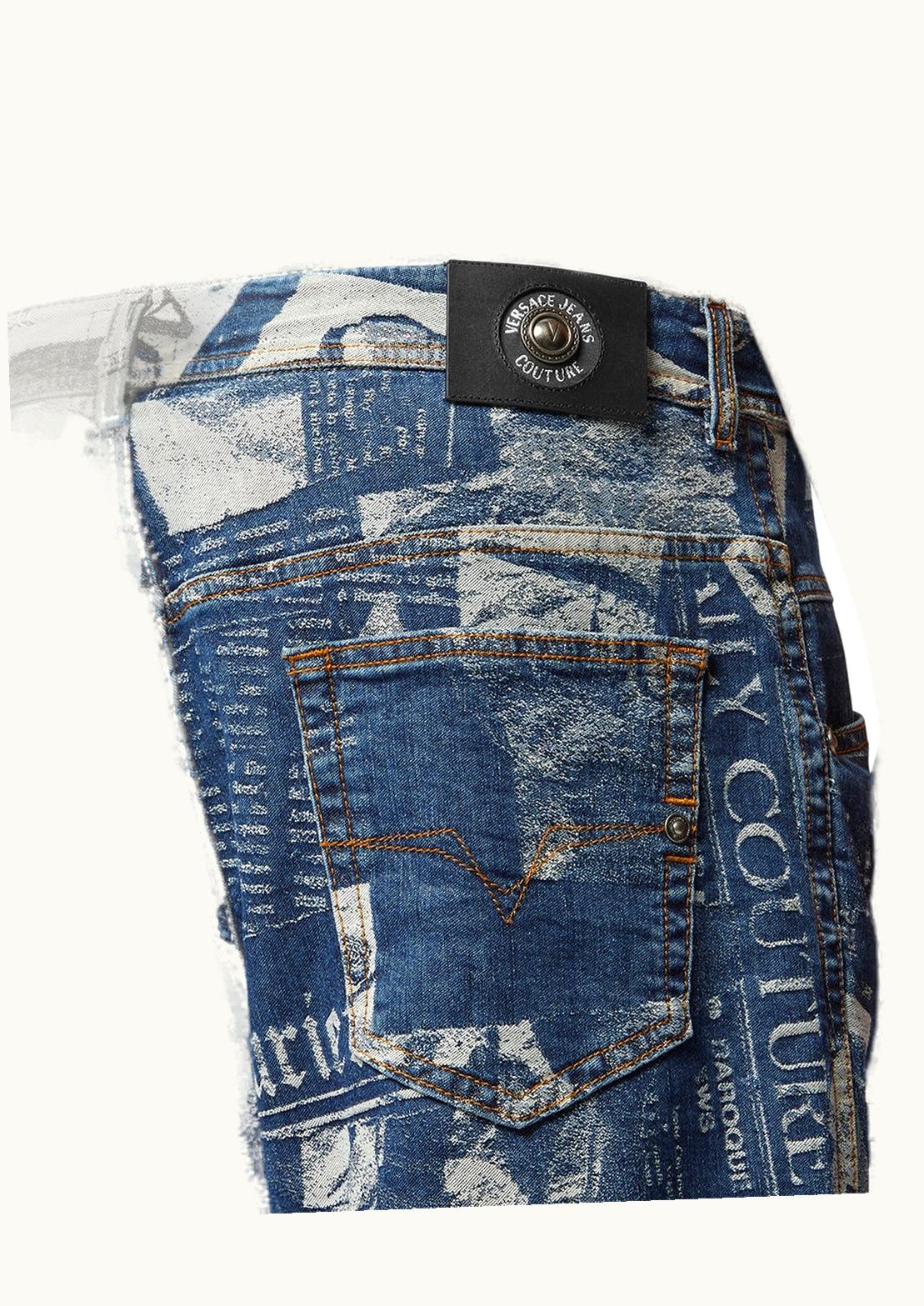 Versace Versace Magazine Denim Shorts Blue