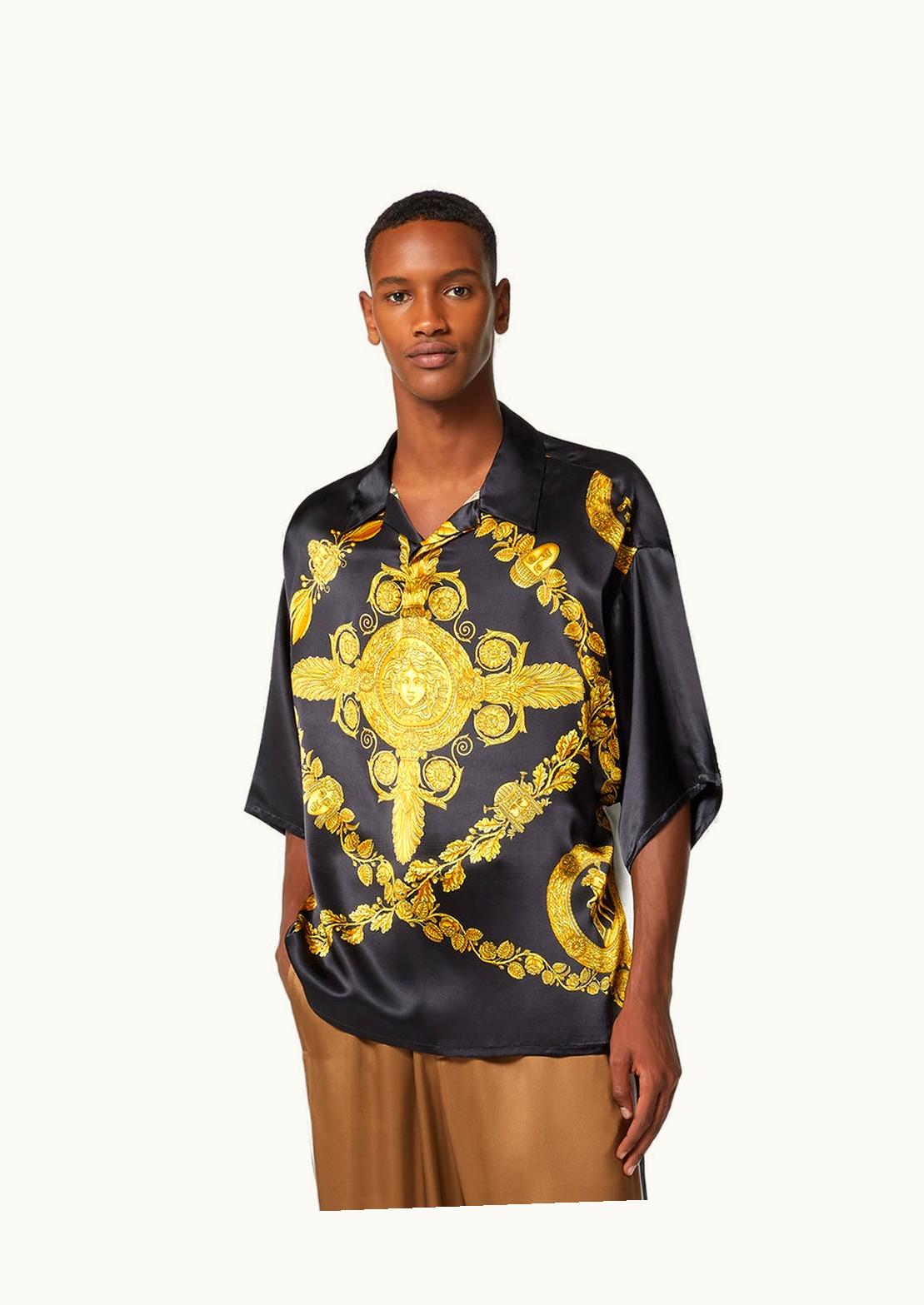Versace Versace Maschera Baroque Satin Polo Shirt Black, Print