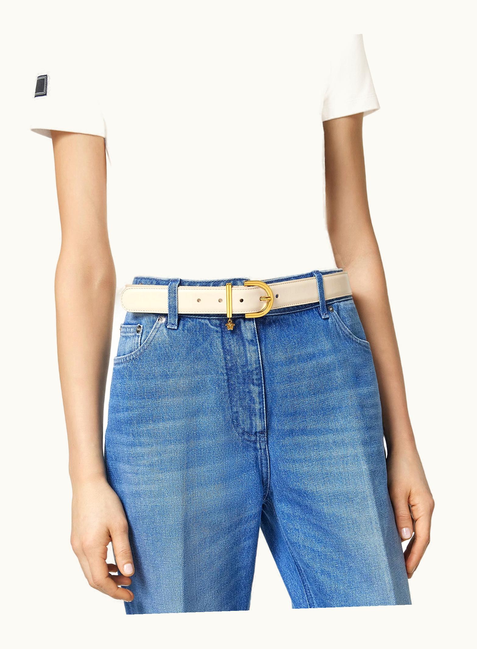 Versace Versace Medusa '95 Leather Belt Beige