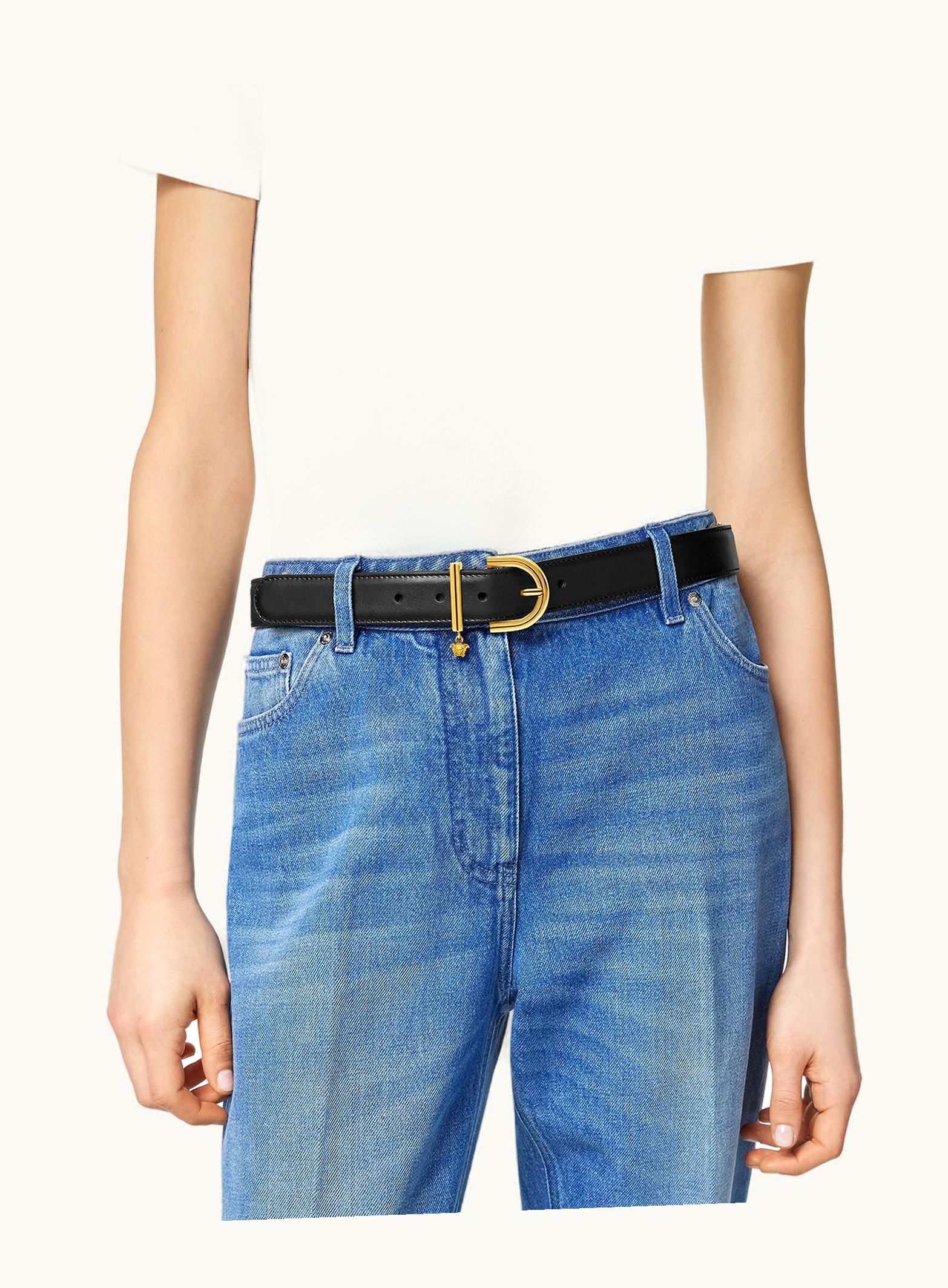 Versace Versace Medusa '95 Leather Belt Black, Gold