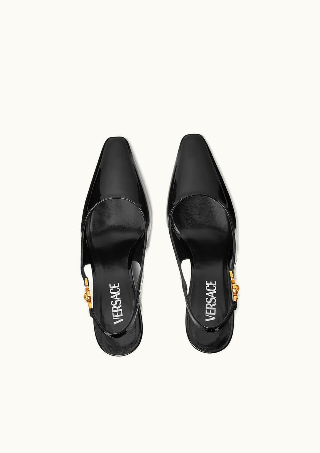 Versace Versace '95 Medusa Emblem Patent Leather Mid-Heel Pumps Black