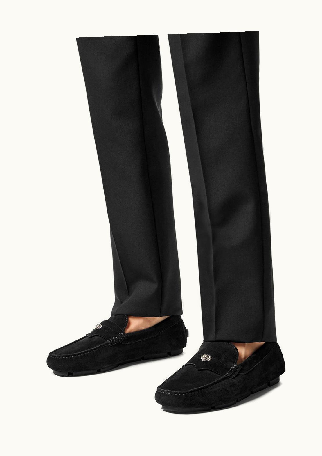 Versace Versace Greca Medusa Biggie Suede Driver Shoes Black