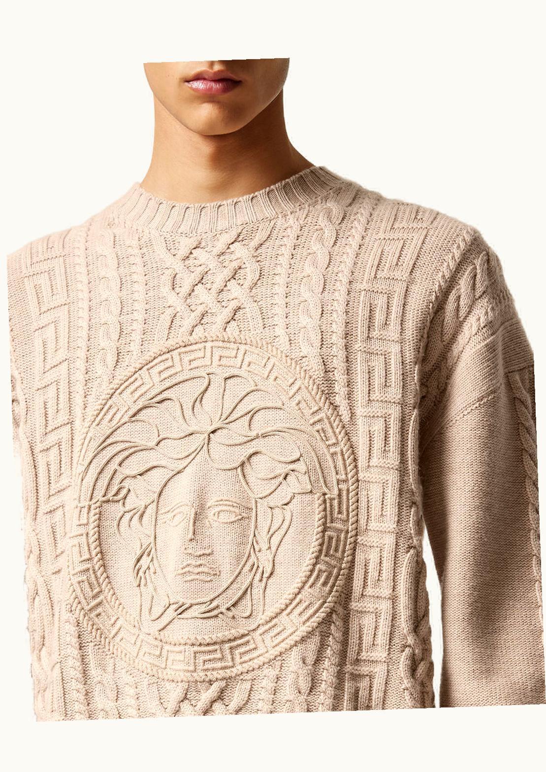 Versace Versace Medusa Cable-Knit Jumper Beige