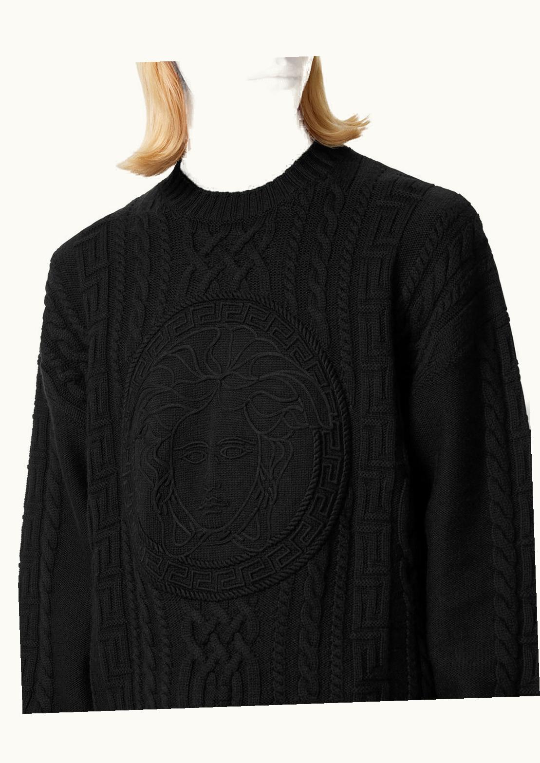Versace Versace Medusa Greca Chunky Wool Sweater Black