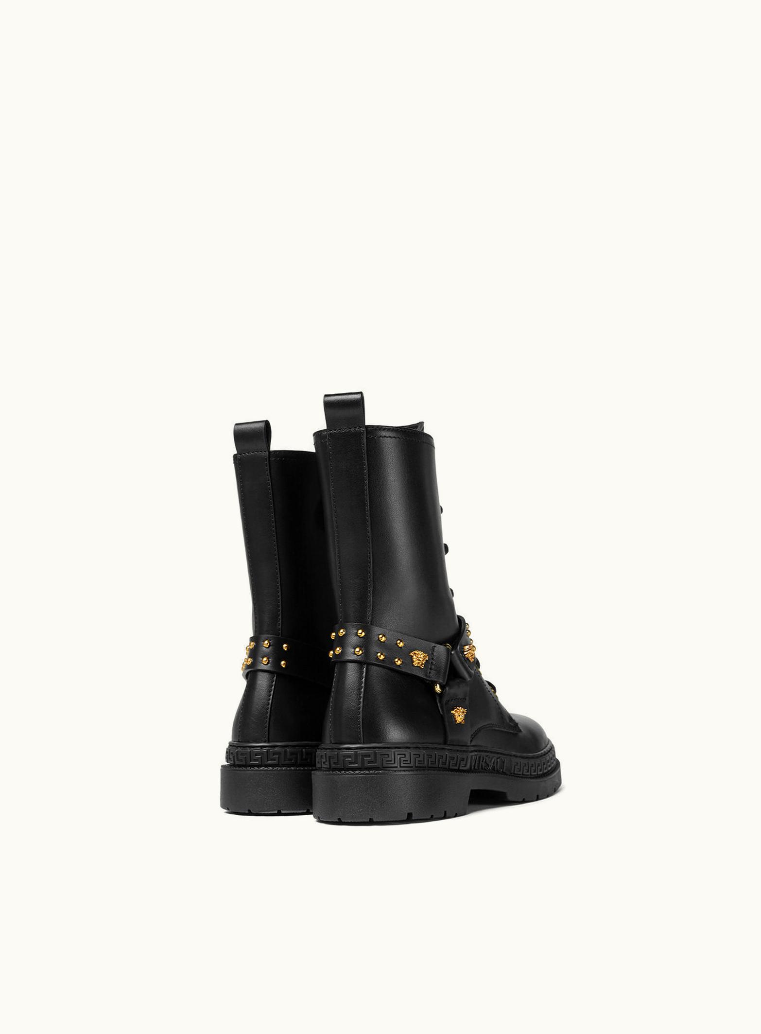 Versace Versace Medusa Kids Biker Boots Black, Gold
