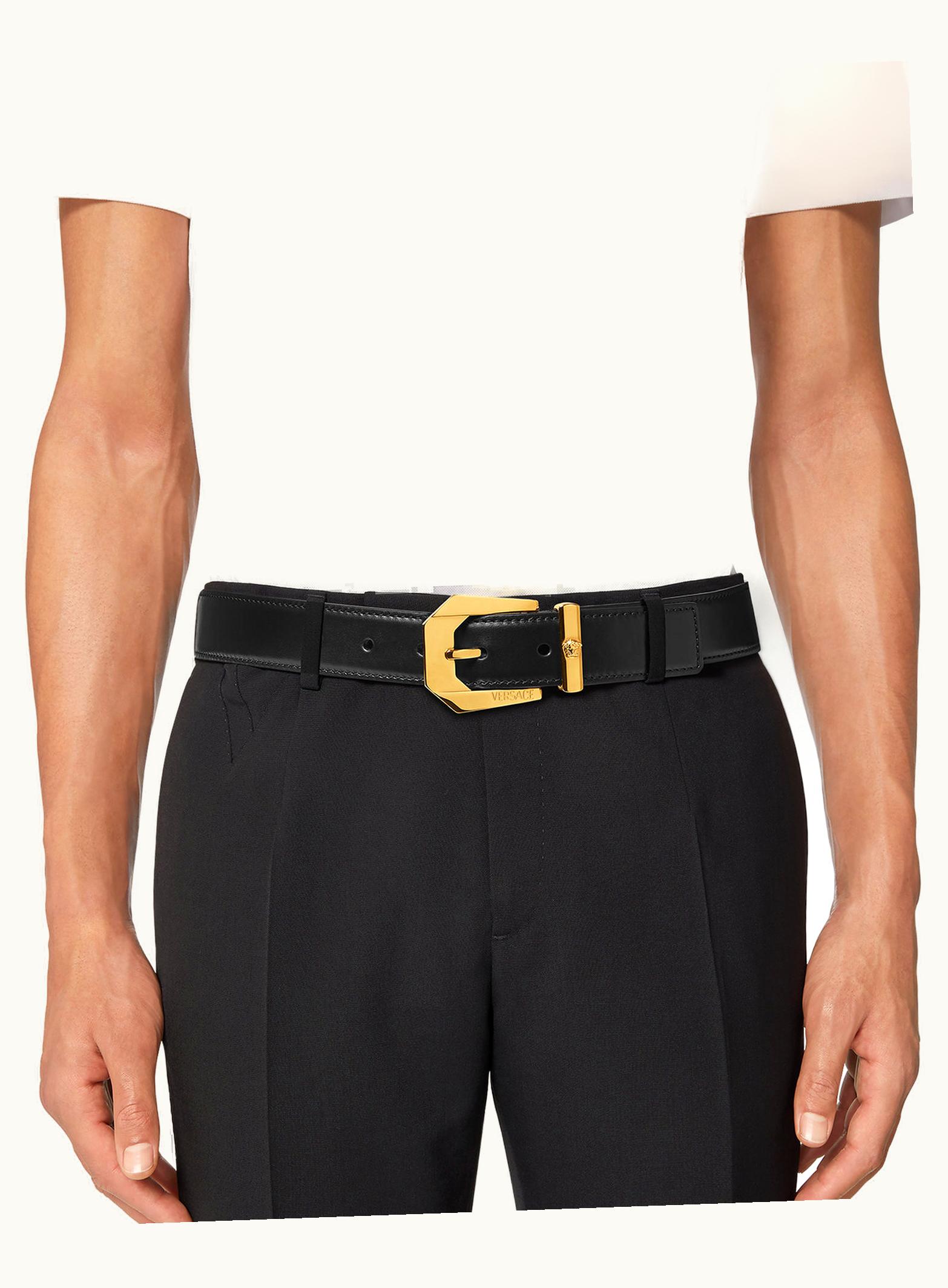 Versace Versace Medusa Leather Belt Black, Gold